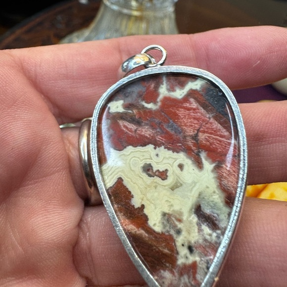Red Jasper Gemstone Pendant 2.1" - Picture 3 of 4